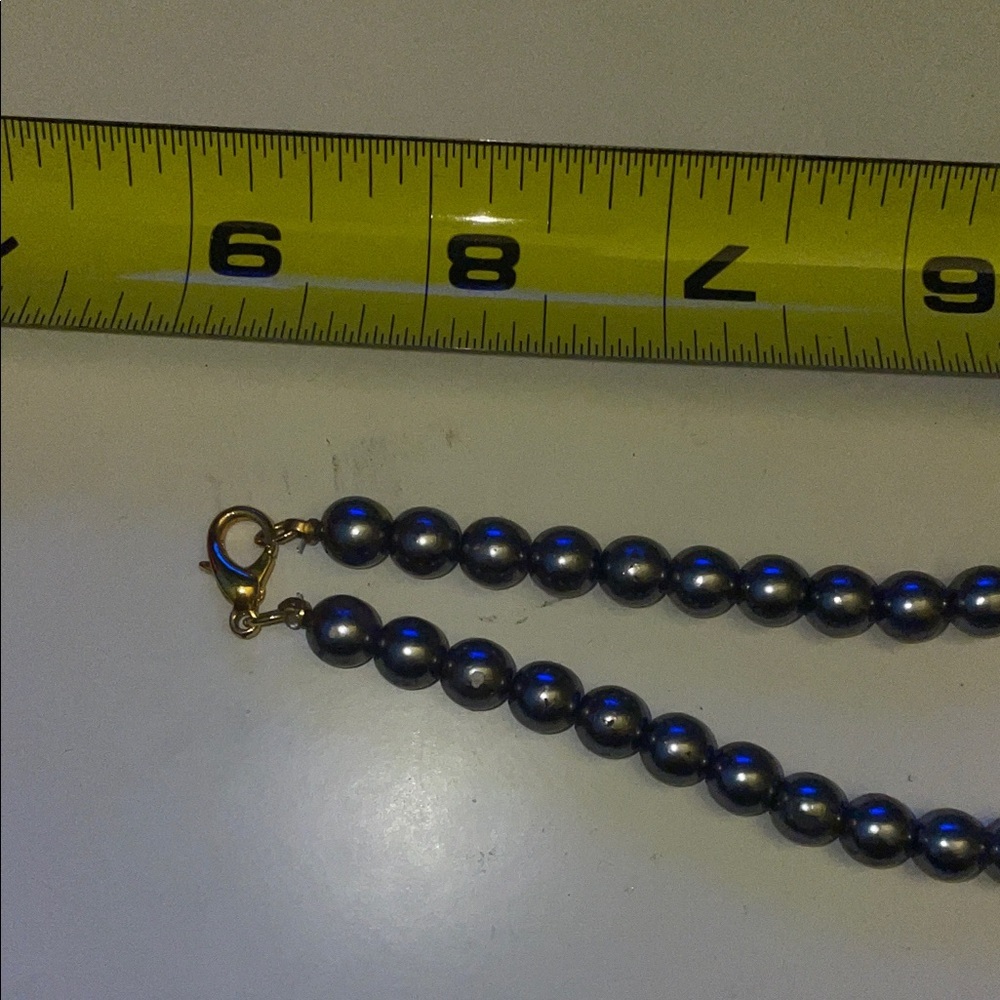 Elegant Gold and Blue Beaded Necklace - Picture 5 of 6